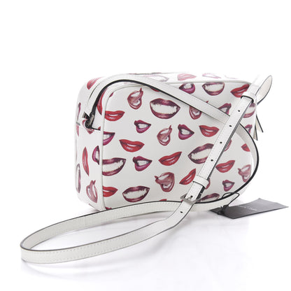 Saint Laurent Grain De Poudre Lips Print Medium Classic Monogram Camera Bag White Red 3 of 10