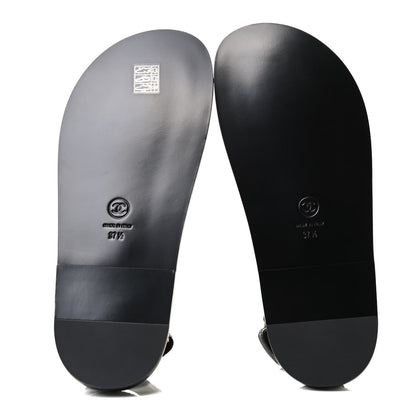 Chanel Grained Calfskin Velcro Dad Sandals 37.5 Black 7 of 12