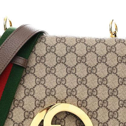 Gucci GG Supreme Monogram Textured Dollar Calfskin Web Medium Blondie Shoulder Flap Bag Beige Ebony New Acero 9 of 11