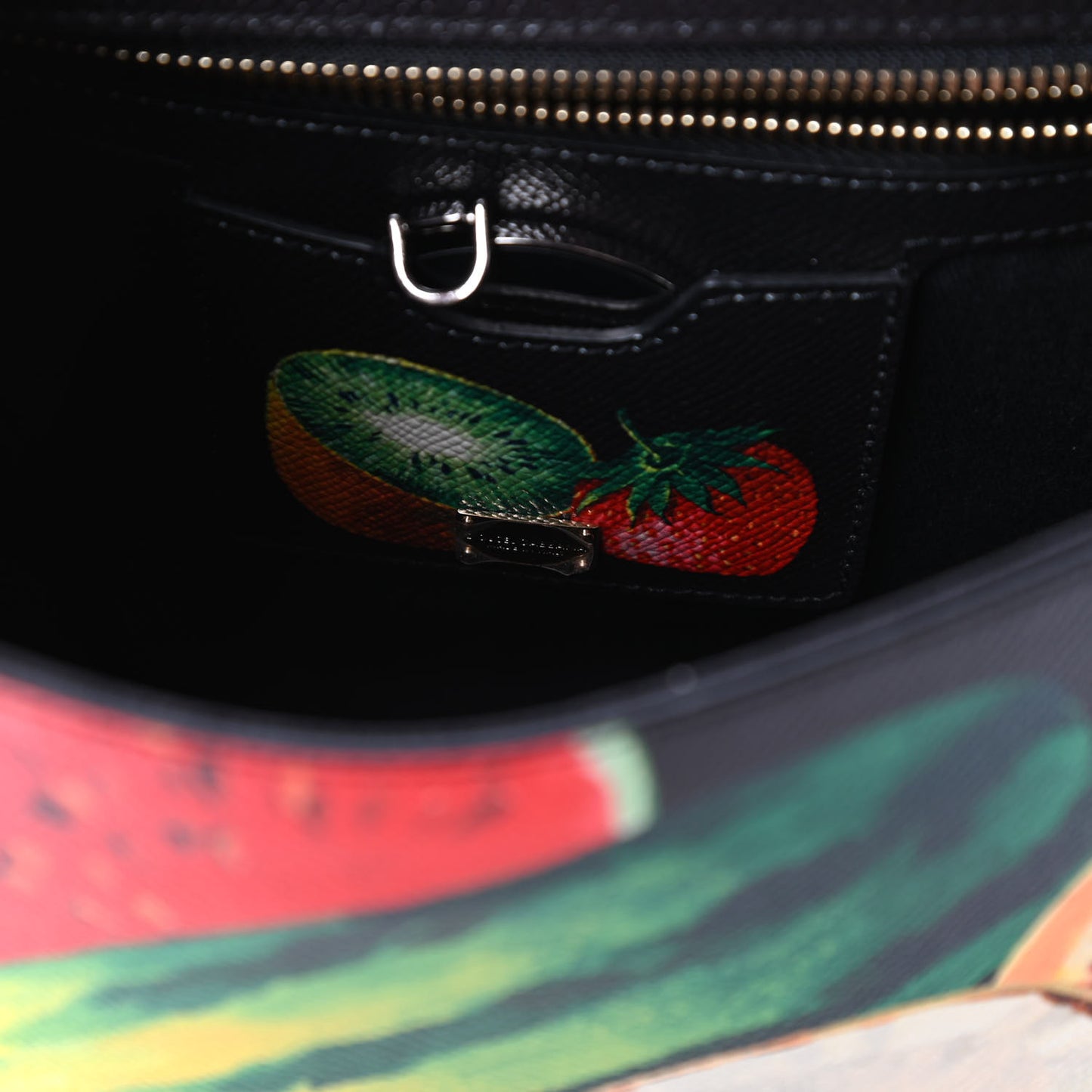 Dauphine Fruit Print Medium Miss Sicily Satchel Black Mulitcolor