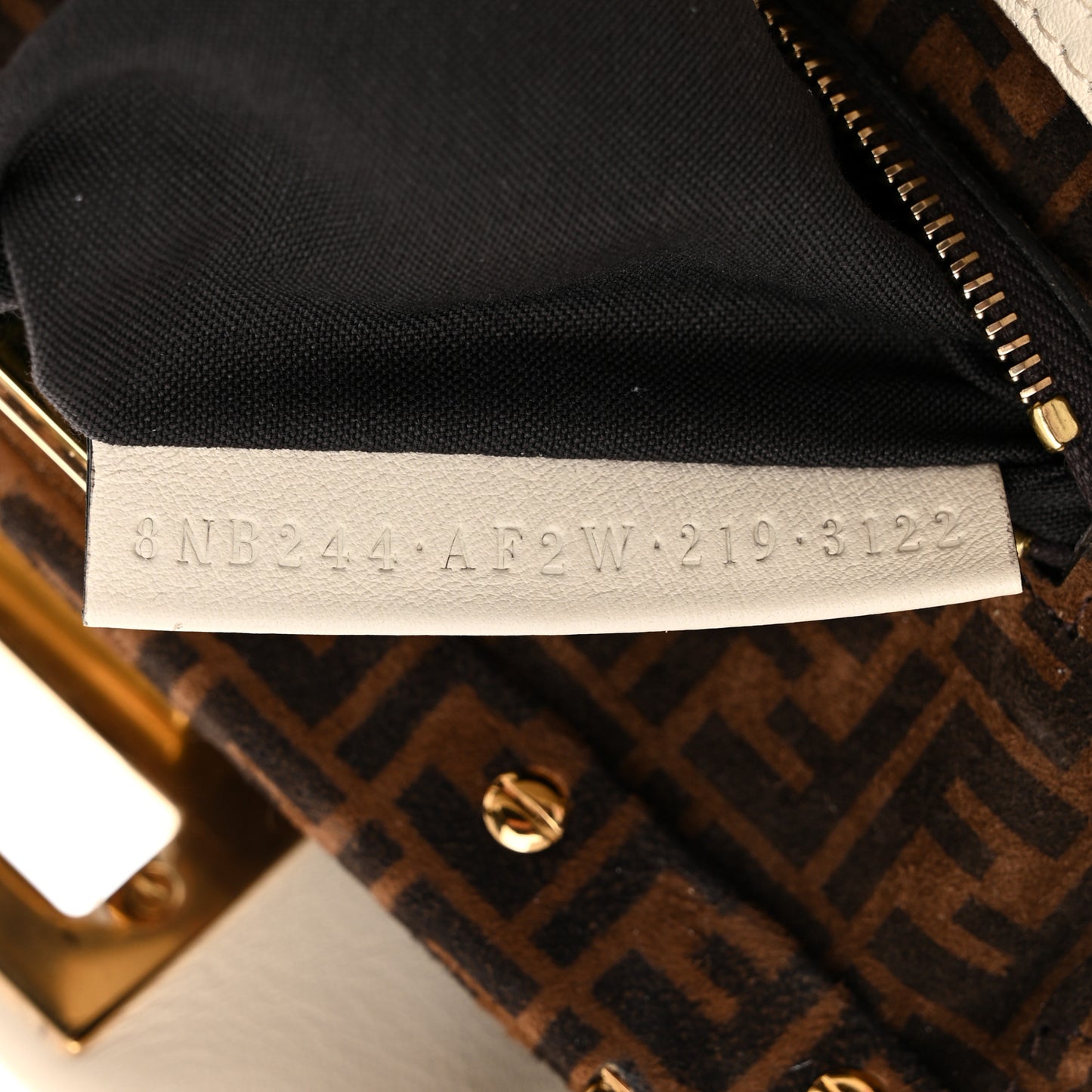 Vitello Seta Suede FF Mini Peekaboo Iconic Satchel Uovo Sigaro Marrone