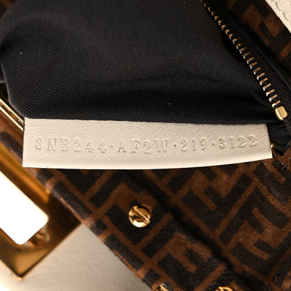 Fendi Vitello Seta Suede FF Mini Peekaboo Iconic Satchel Uovo Sigaro Marrone 8 of 12