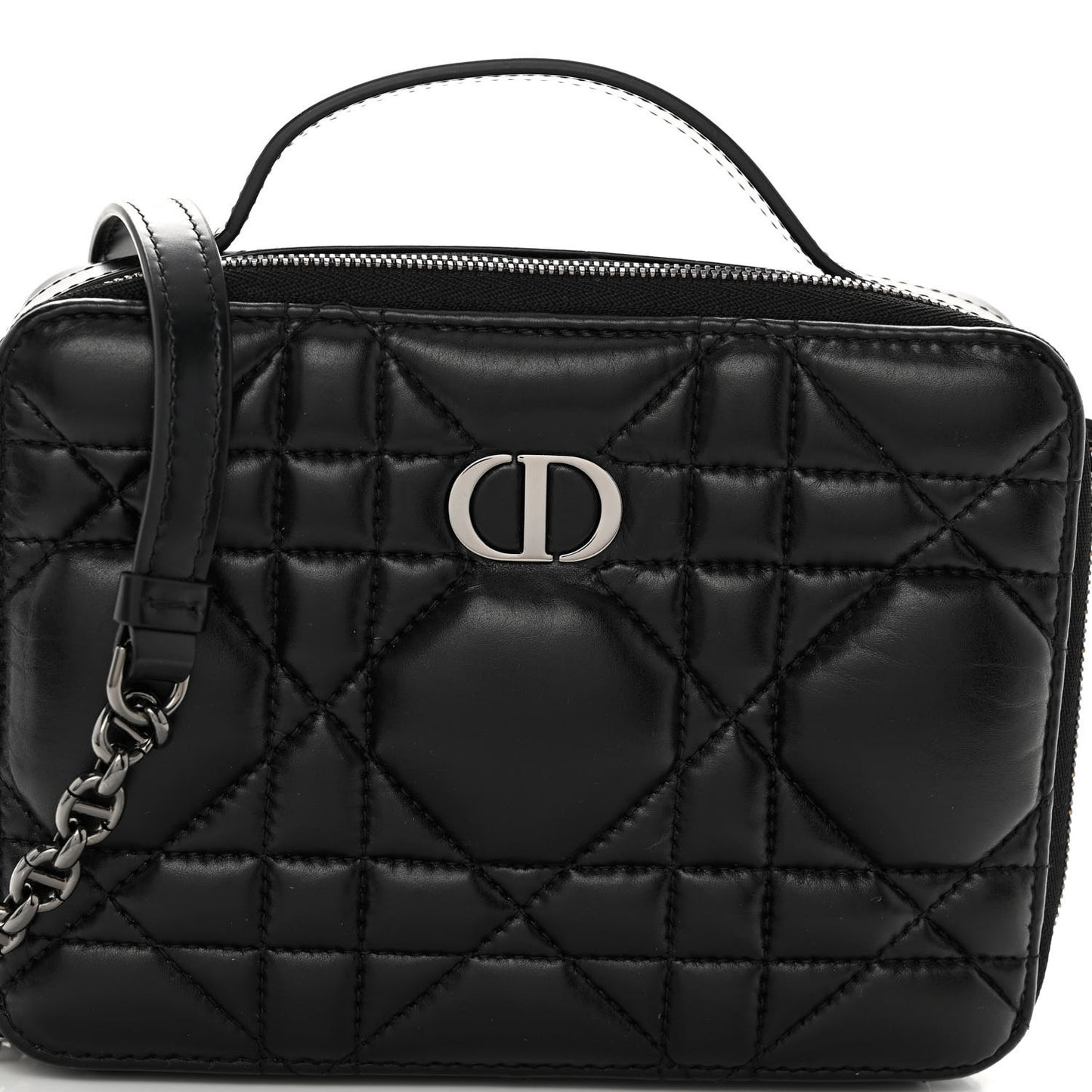 Calfskin Macrocannage Caro Box Bag Black