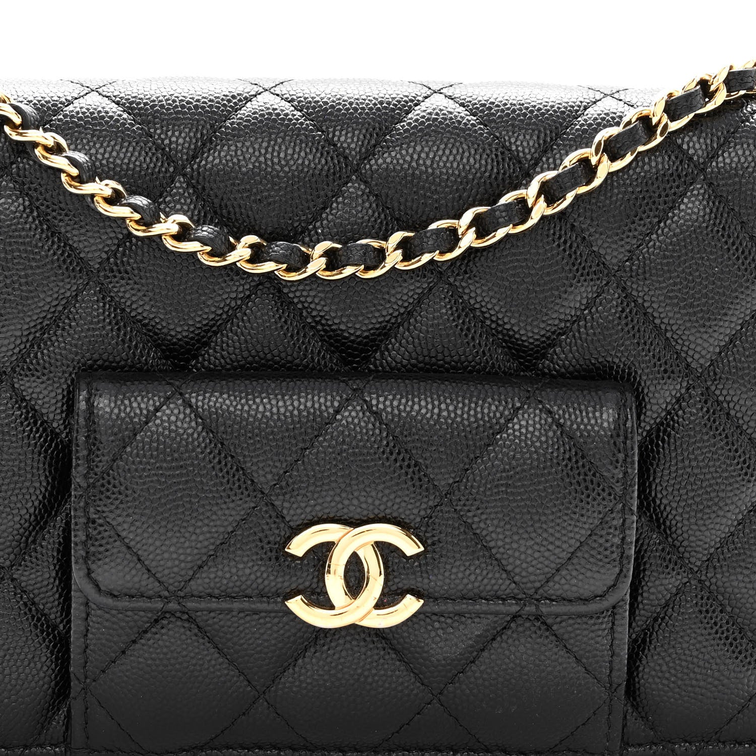 Chanel Caviar Quilted Pocket Twins Wallet On Chain WOC Black 9 of 11