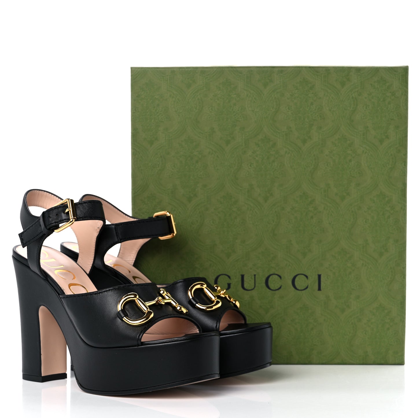 Nappa Charlotte Horsebit 40/135mm Platform Sandals 38.5 Black