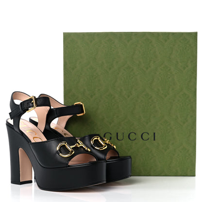 Gucci Nappa Charlotte Horsebit 40/135mm Platform Sandals 38.5 Black 8 of 8