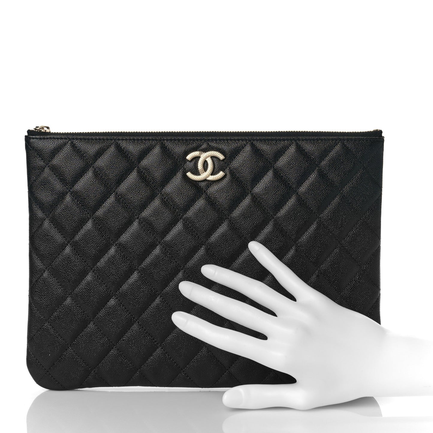 Caviar Quilted Studded CC Medium Cosmetic Case Black