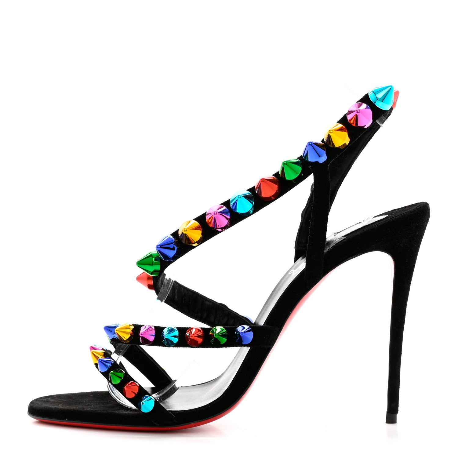 Christian Louboutin Suede Spikita 100 Sandals 39.5 Black Multicolor 1 of 9