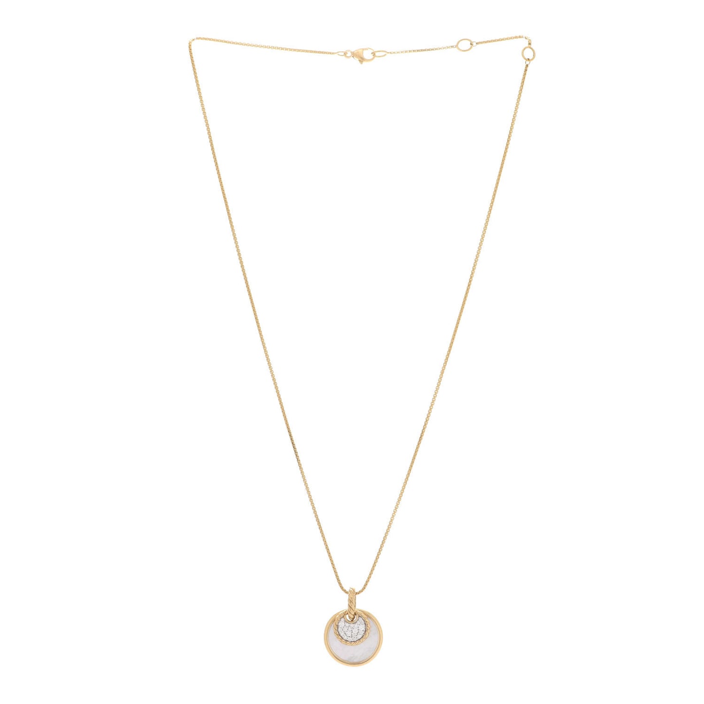 18K Yellow Gold Diamond Black Onyx Gray Mother of Pearl Reversible Elements Necklace