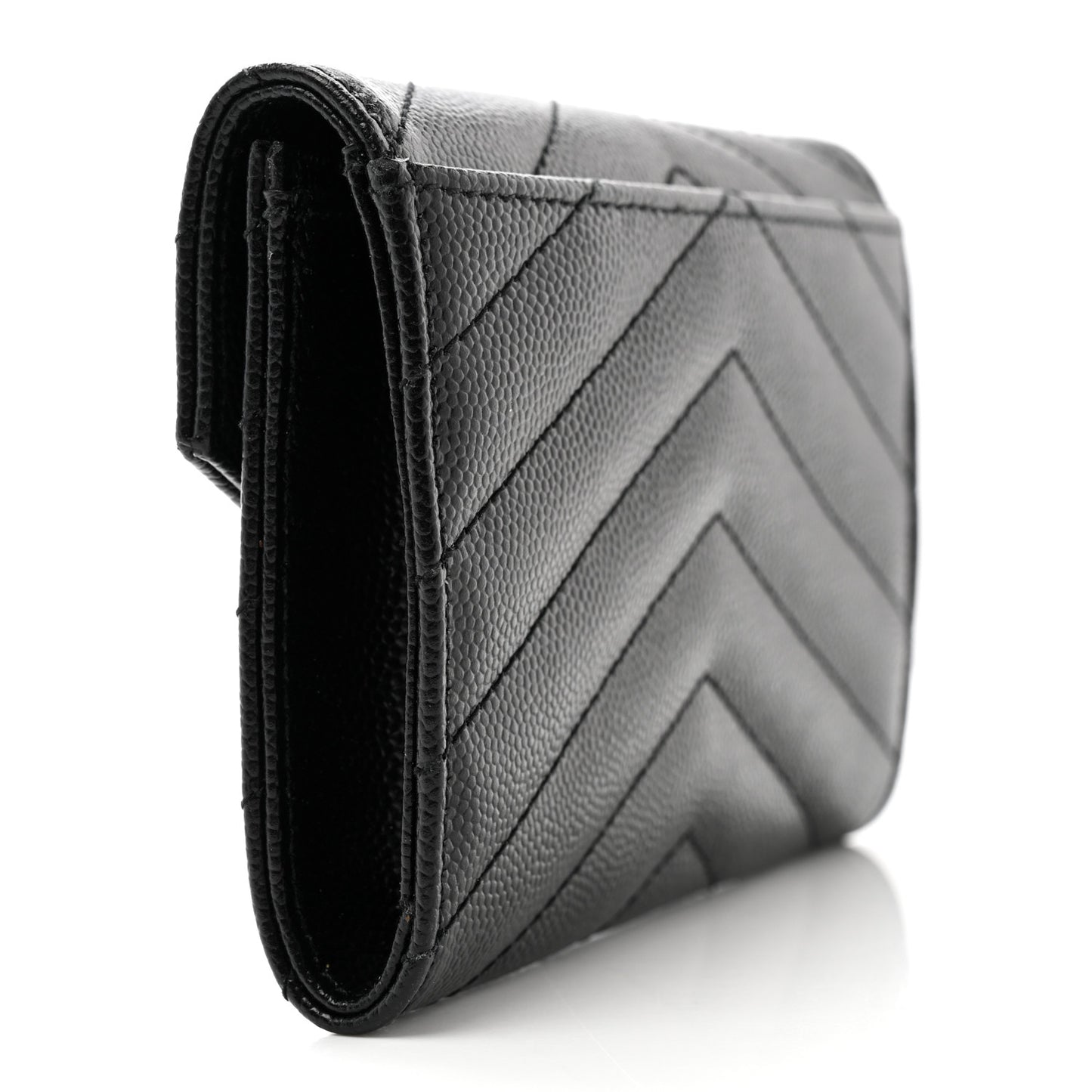 Grain De Poudre Matelasse Chevron Small Monogram Envelope Wallet Black