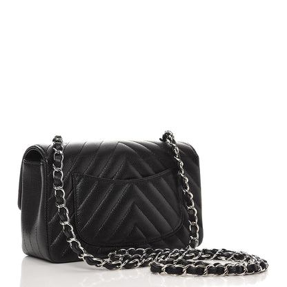 Chanel Caviar Chevron Quilted Mini Rectangular Flap Black 3 of 8