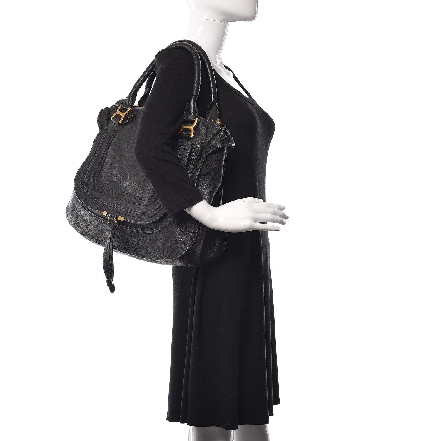 Chloe Calfskin Large Marcie Satchel Black 2 of 12