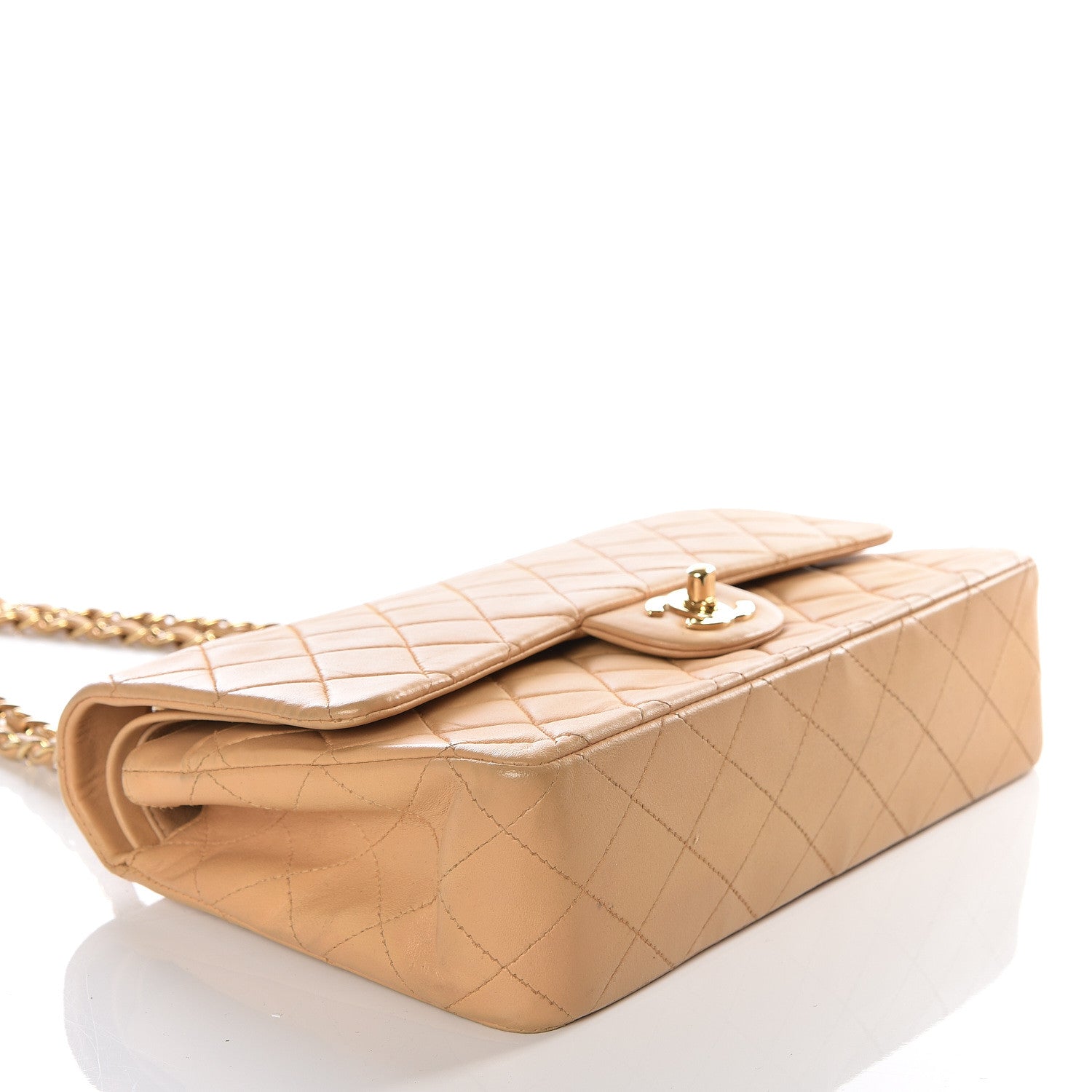 Chanel Lambskin Quilted Medium Double Flap Beige 3 of 14