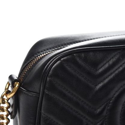 Gucci Calfskin Matelasse Small GG Marmont Chain Shoulder Bag Black 18 of 19