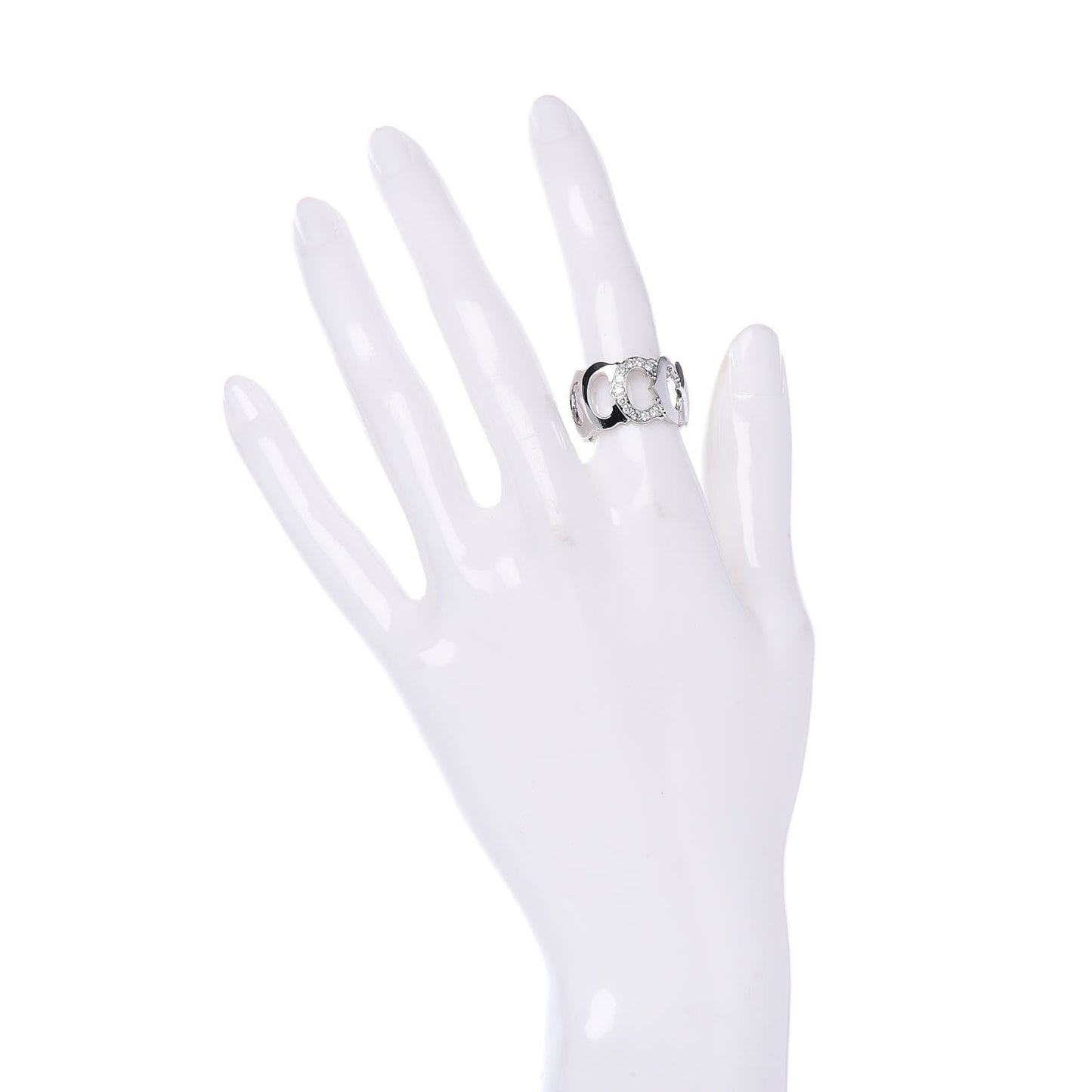 18K White Gold Diamond C De Ring 51 5.75