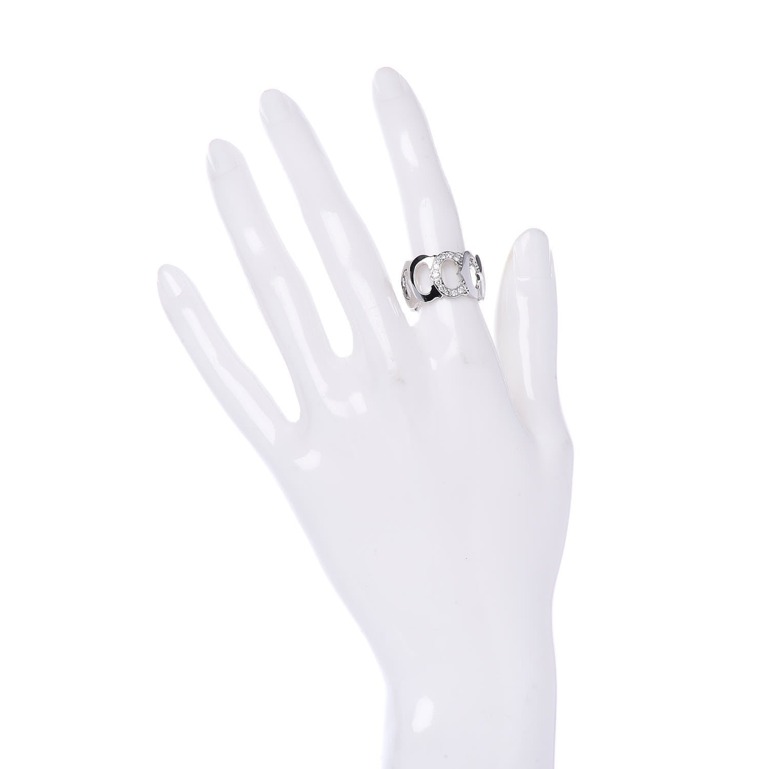 Cartier 18K White Gold Diamond C De Ring 51 5.75 2 of 5