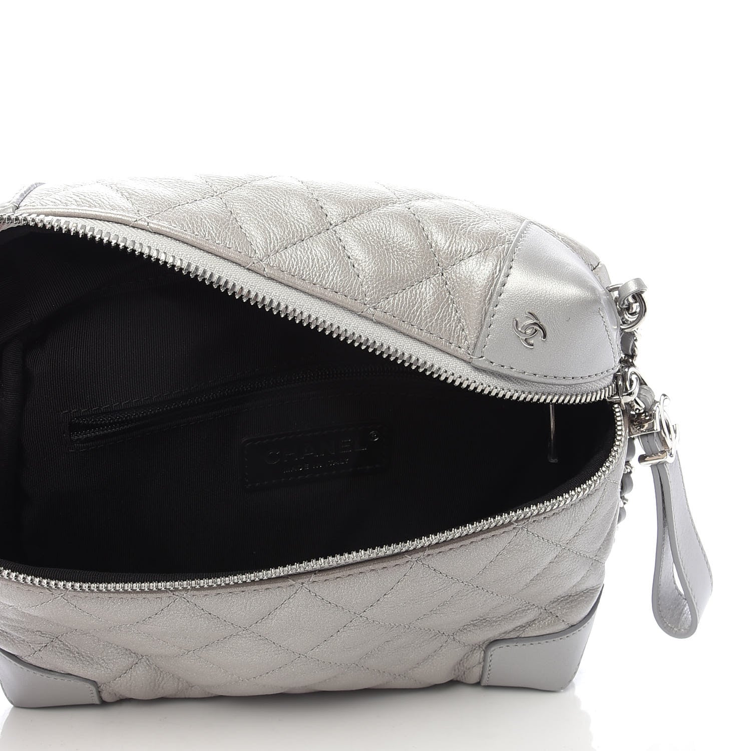 Chanel Metallic Calfskin Camera Case Silver 5 of 10