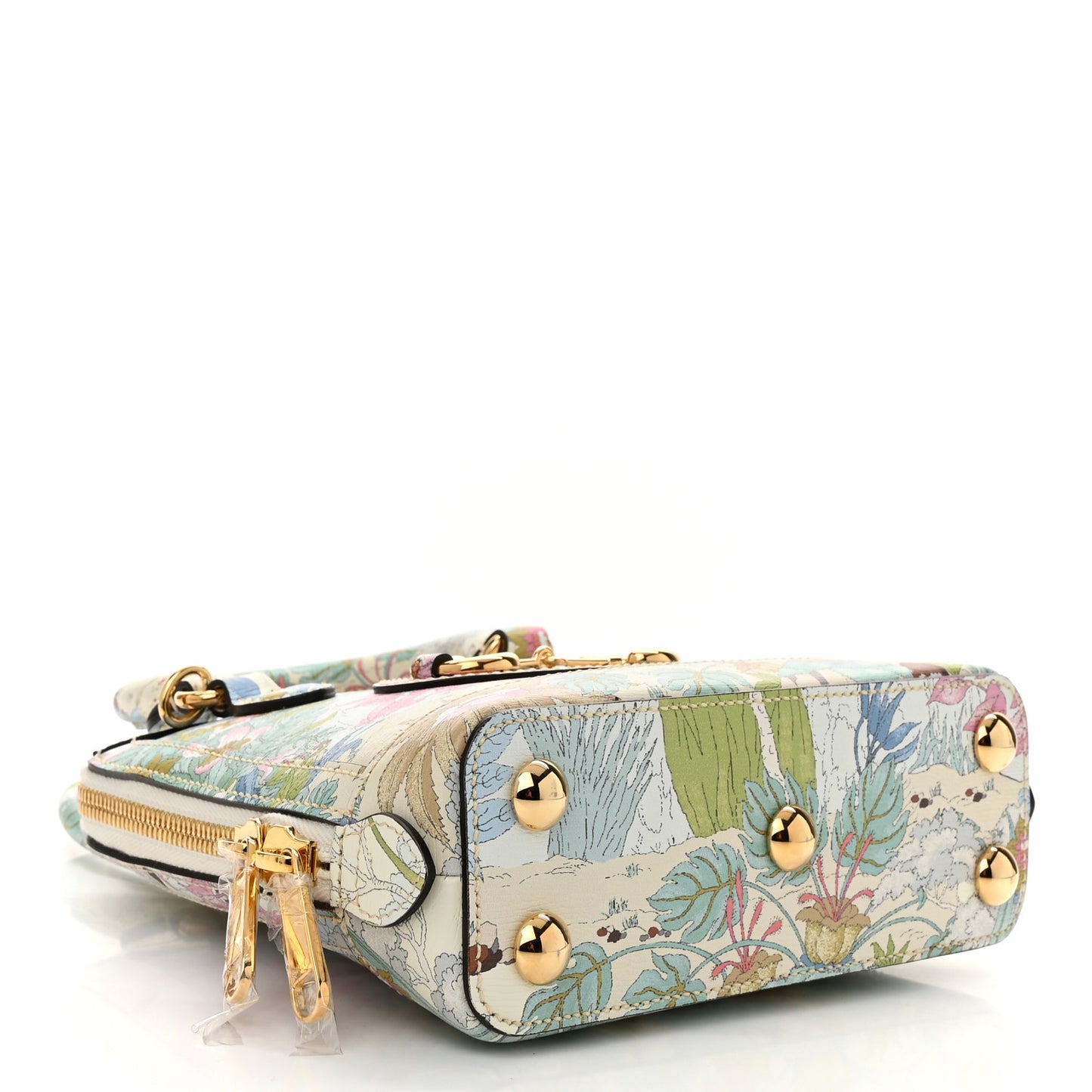 New Shangai Calfskin Tiger Savanah Web Mini Horsebit 1955 Top Handle Bag Chalky White Multicolor