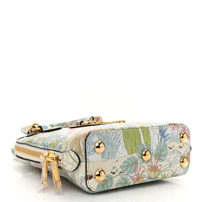 Gucci New Shangai Calfskin Tiger Savanah Web Mini Horsebit 1955 Top Handle Bag Chalky White Multicolor 4 of 10