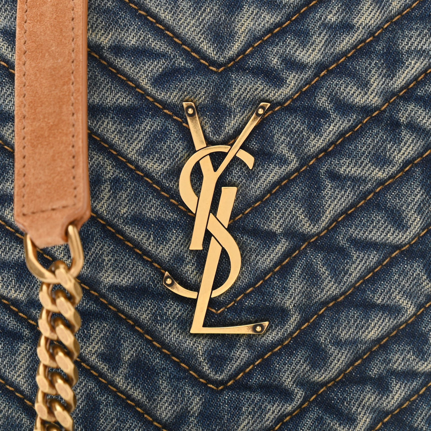 Denim Quilted Monogram Round Crossbody Bag Rodeo Blue