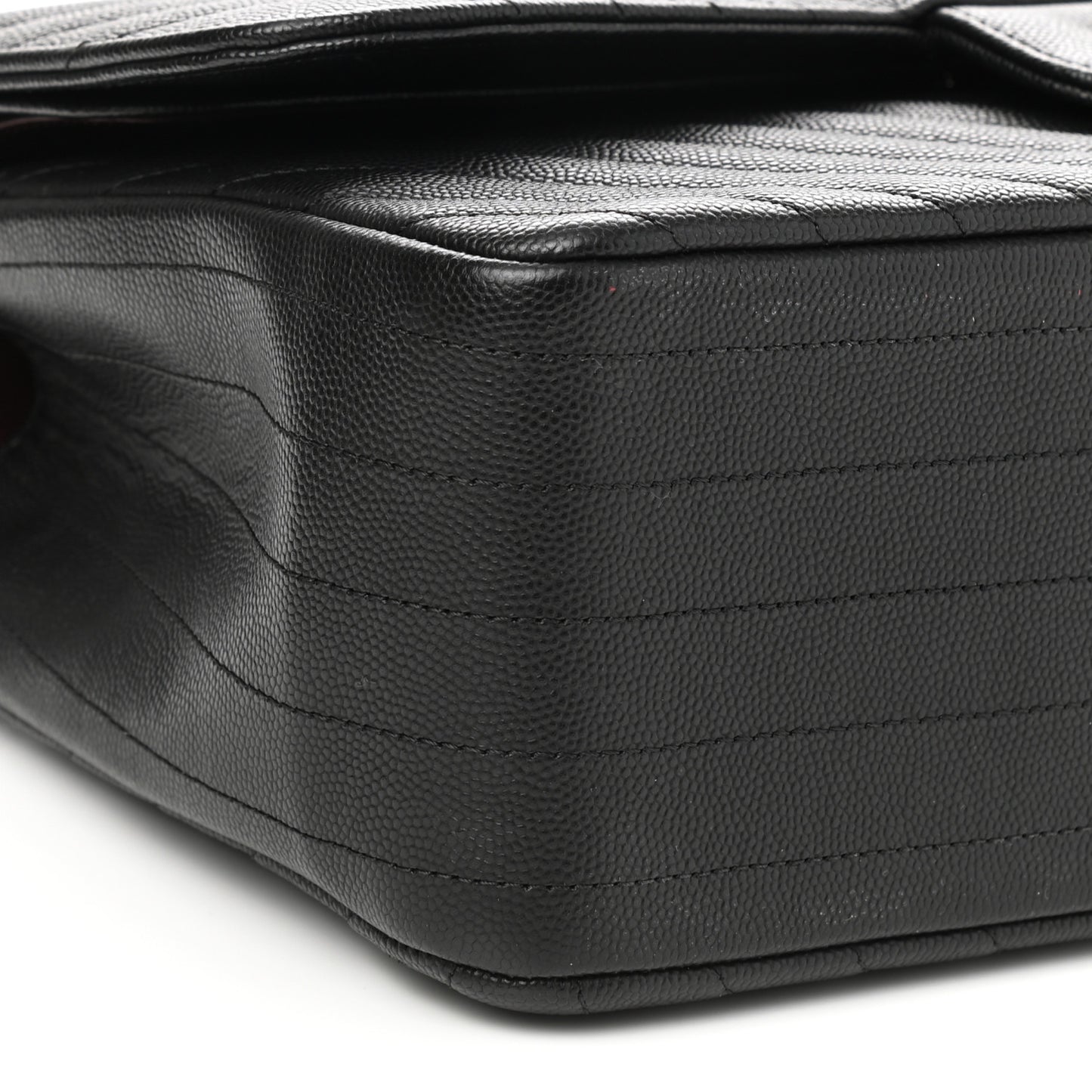 Caviar Chevron Quilted Jumbo Double Flap Black
