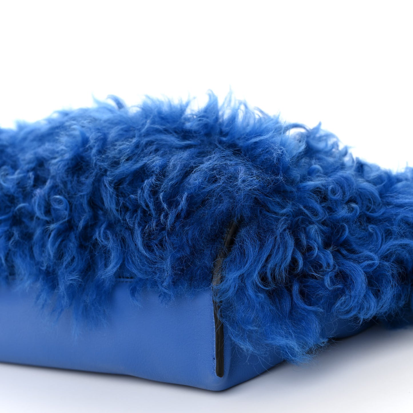 Nappa Shearling Flamenco Knot Clutch Blue