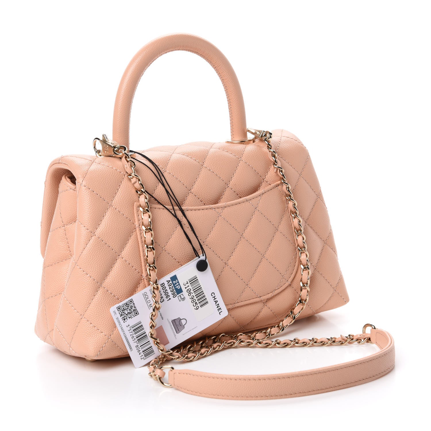 Chanel Caviar Quilted Mini Coco Handle Flap Beige 3 of 10