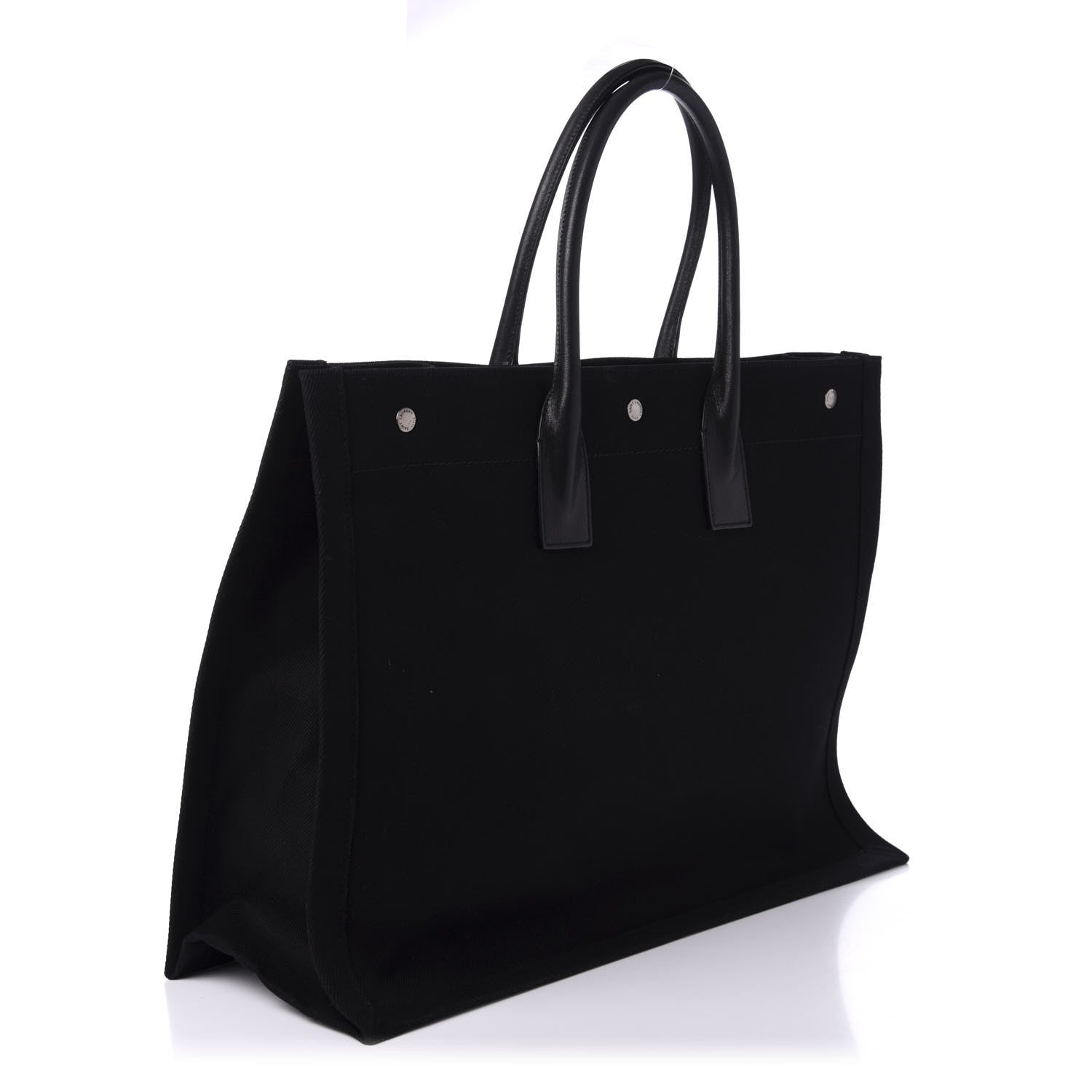 Saint Laurent Linen Calfskin Rive Gauche Tote Black 3 of 9