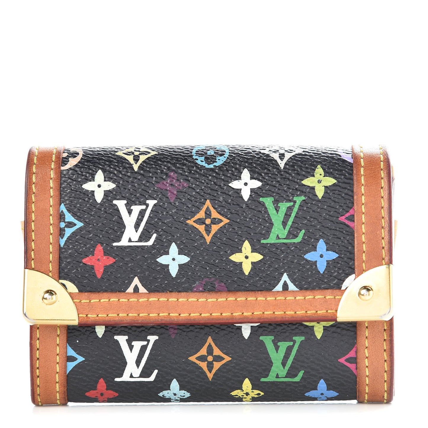 Monogram Multicolor Porte-Monnaie Plat Coin Purse Black