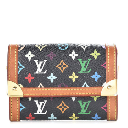 Louis Vuitton Monogram Multicolor Porte-Monnaie Plat Coin Purse Black 1 of 12