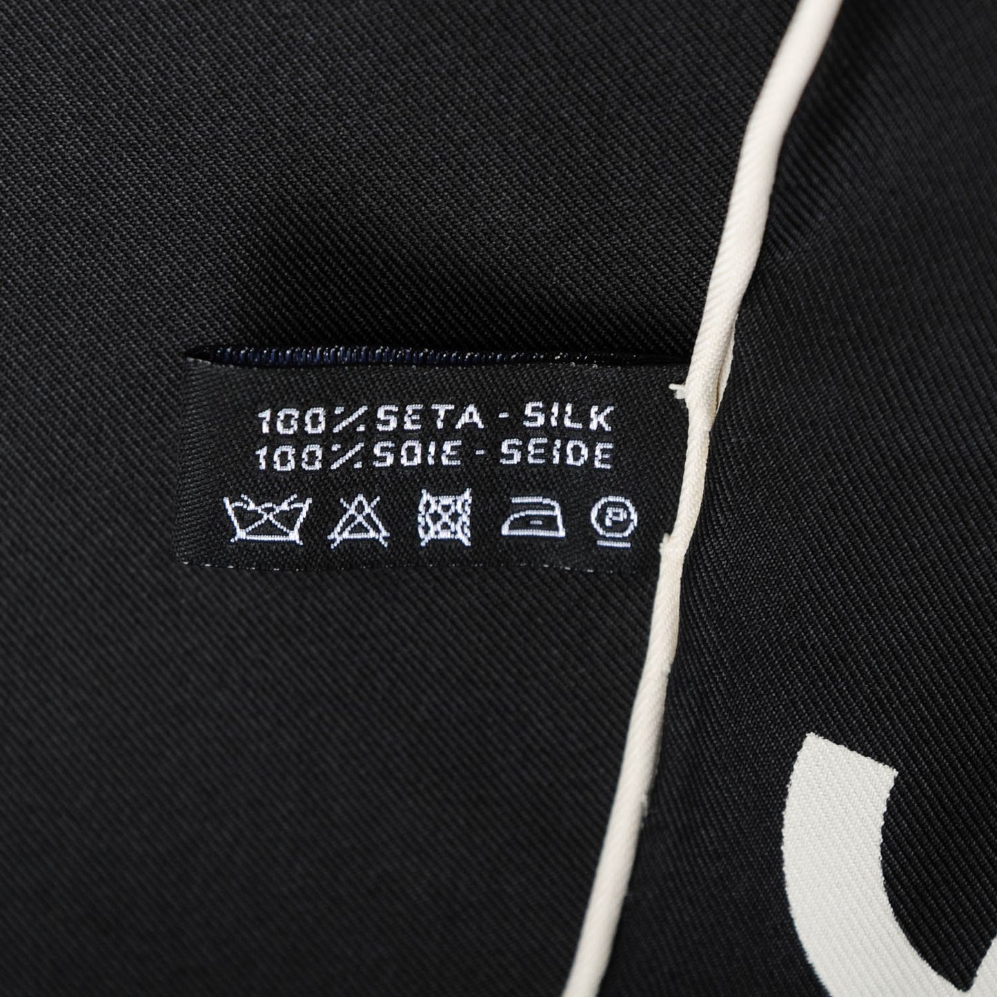 Silk CC Logo Stripe Scarf Black White