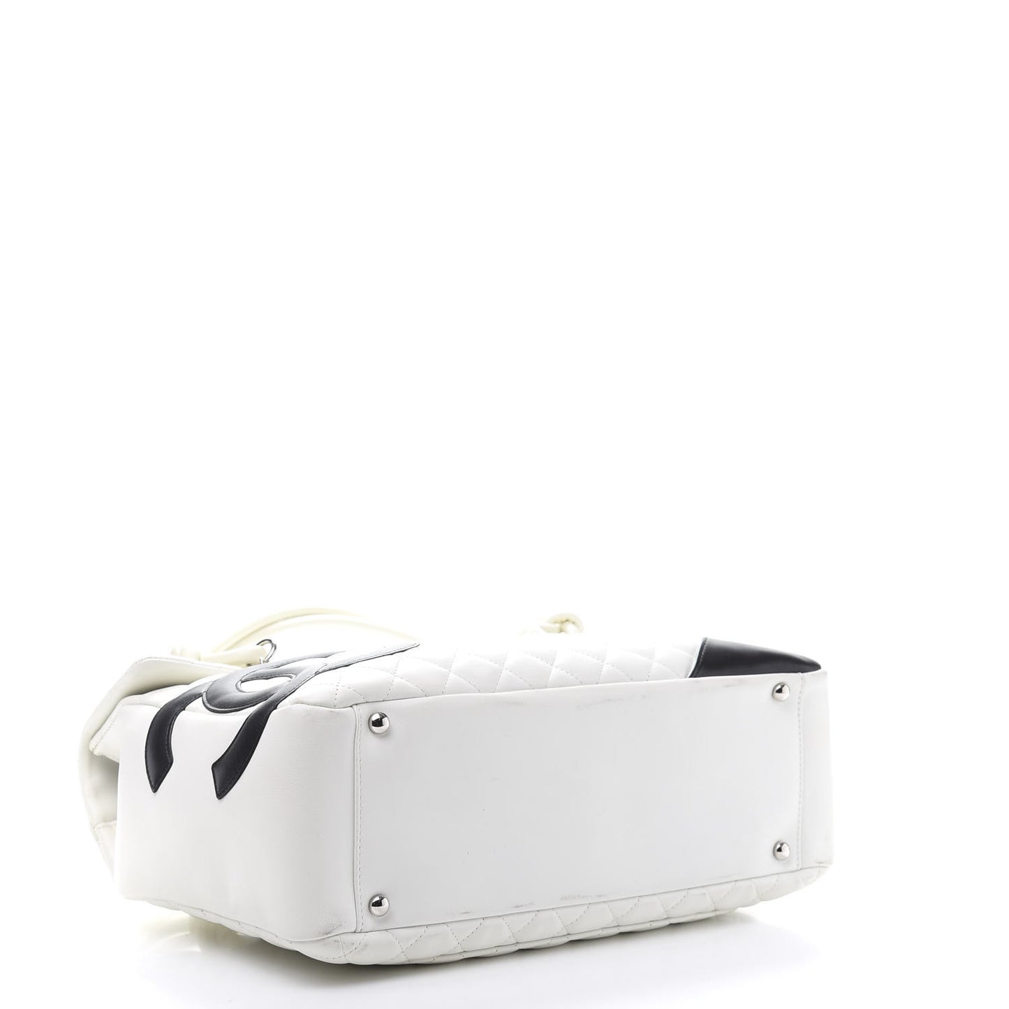 Calfskin Quilted Large Cambon Flap White Black