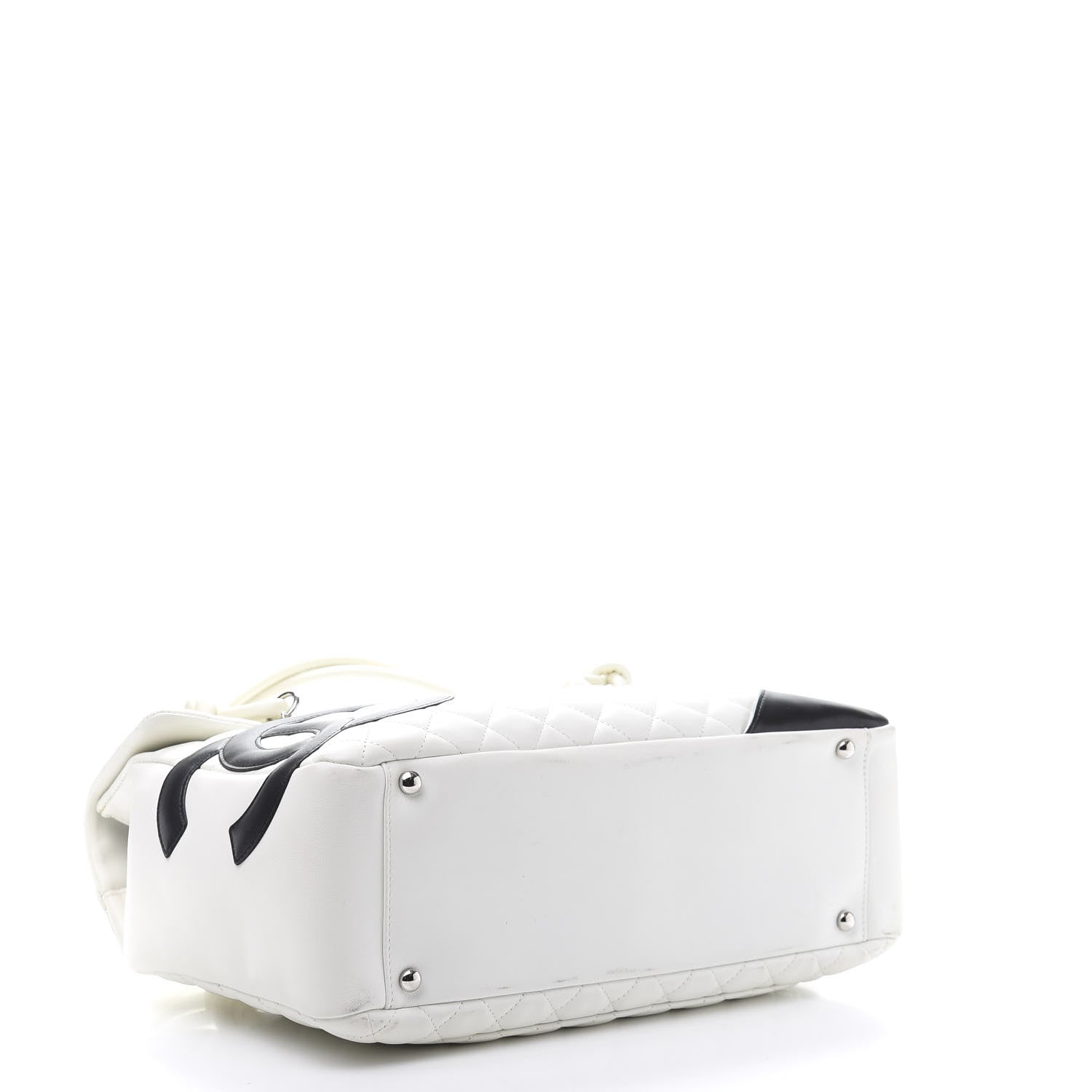 Chanel Calfskin Quilted Large Cambon Flap White Black 4 of 13