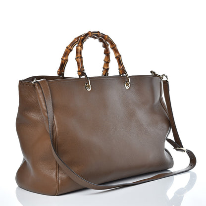 Gucci Cellarius Calfskin Large Bamboo Shopper Tote Acero 3 of 9
