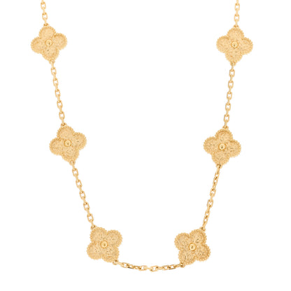 Van Cleef & Arpels 18K Yellow Gold 10 Motifs Vintage Alhambra Necklace 1 of 4
