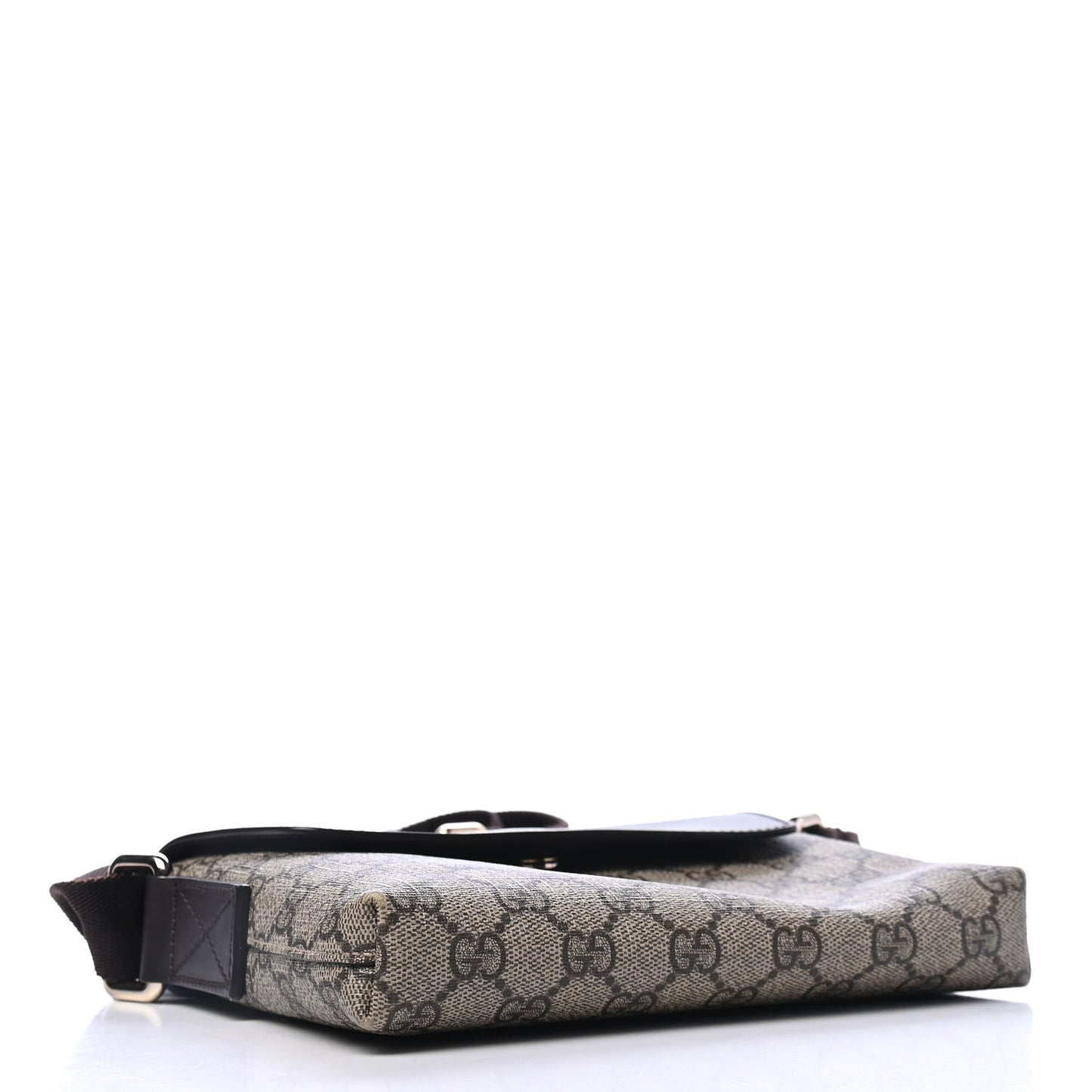 GG Supreme Monogram Selleria Calfskin Small Satchel Messenger Bag Beige Ebony Cocoa Dark Chocolate