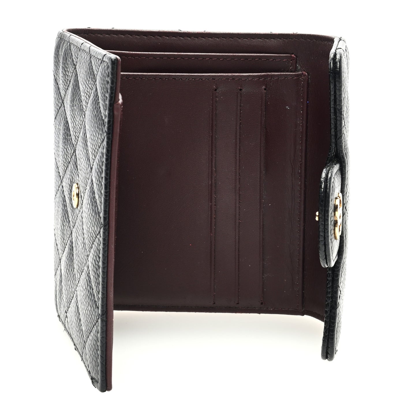 Caviar Quilted Compact Flap Wallet Black