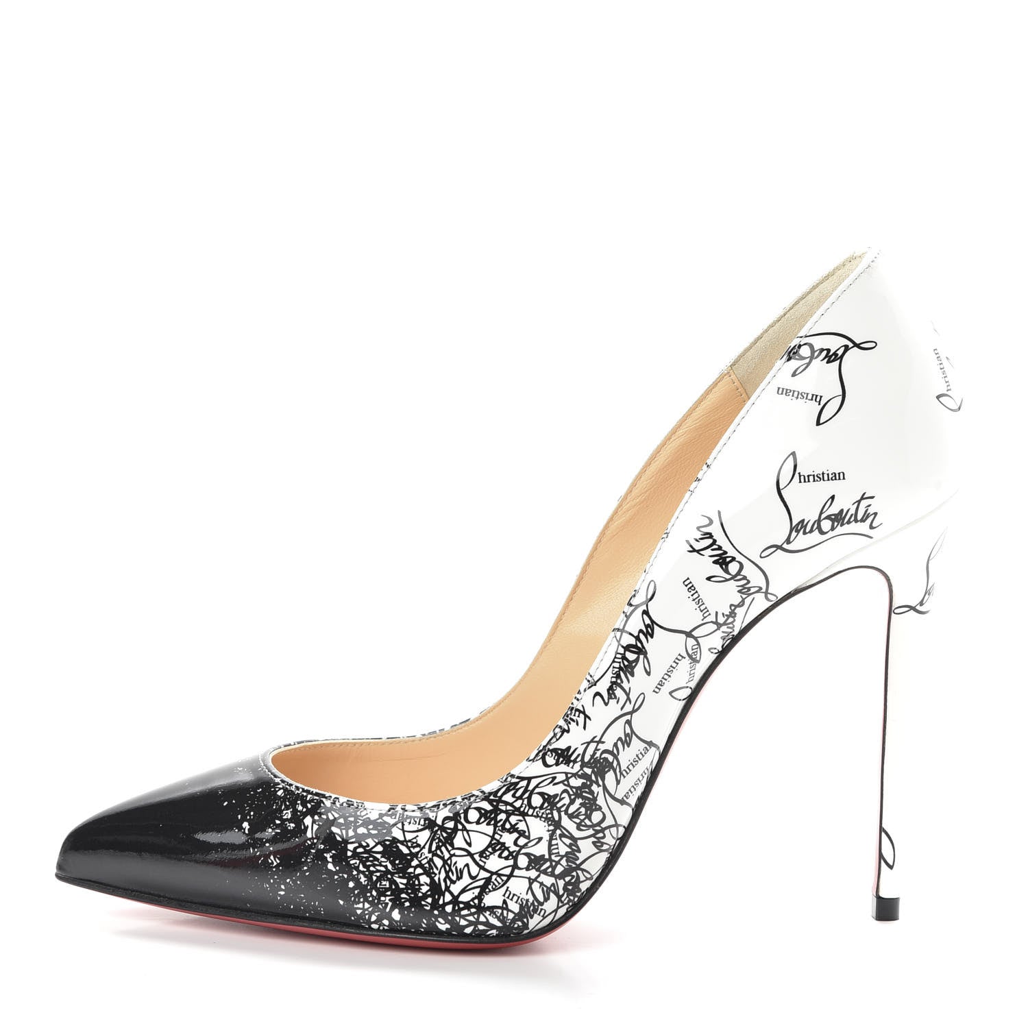 Christian Louboutin Patent Degraloubi Printed Pigalle Follies 100 Pumps 37.5 Black 1 of 9