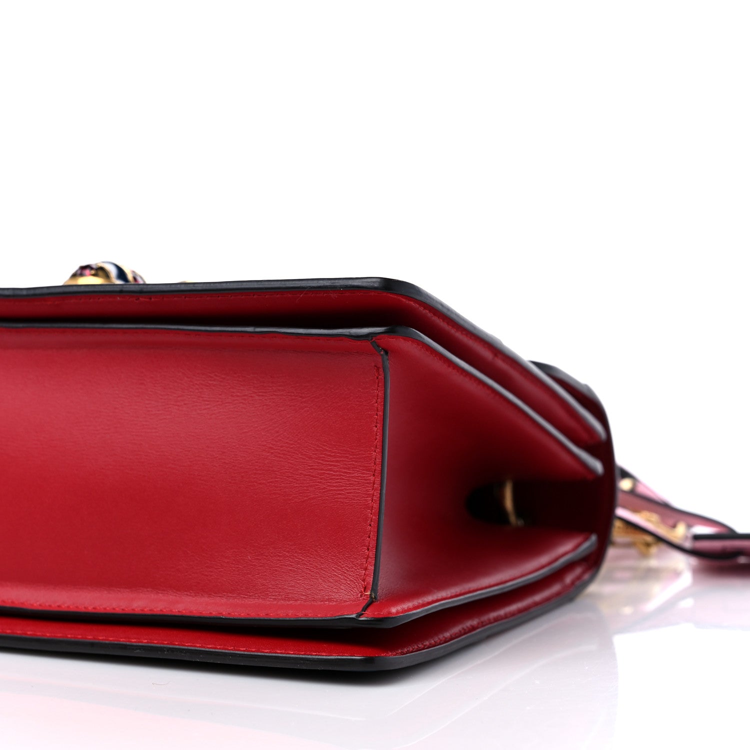 Gucci Calfskin Sylvie Web Small Queen Margaret Top Handle Bag Blue Agata Hibiscus Red Mystic White Sugar Pink 9 of 12
