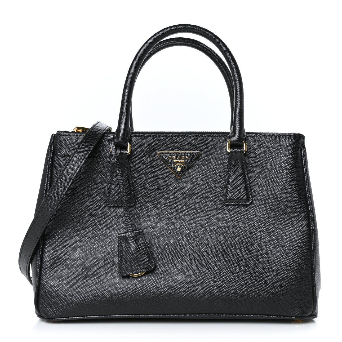 Saffiano Small Galleria Double Zip Tote Black