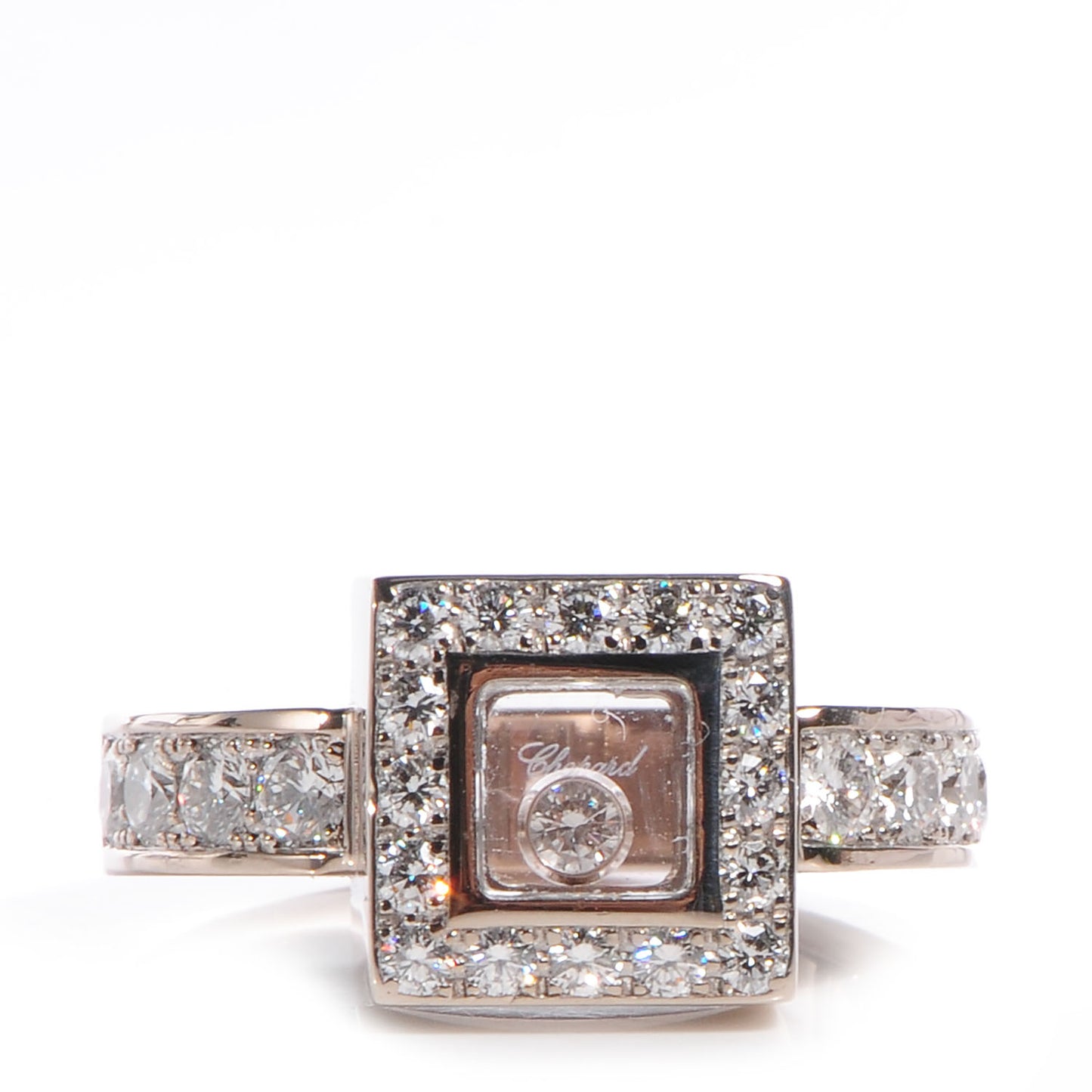 18k White Gold Happy Diamonds Icons Square Ring 6