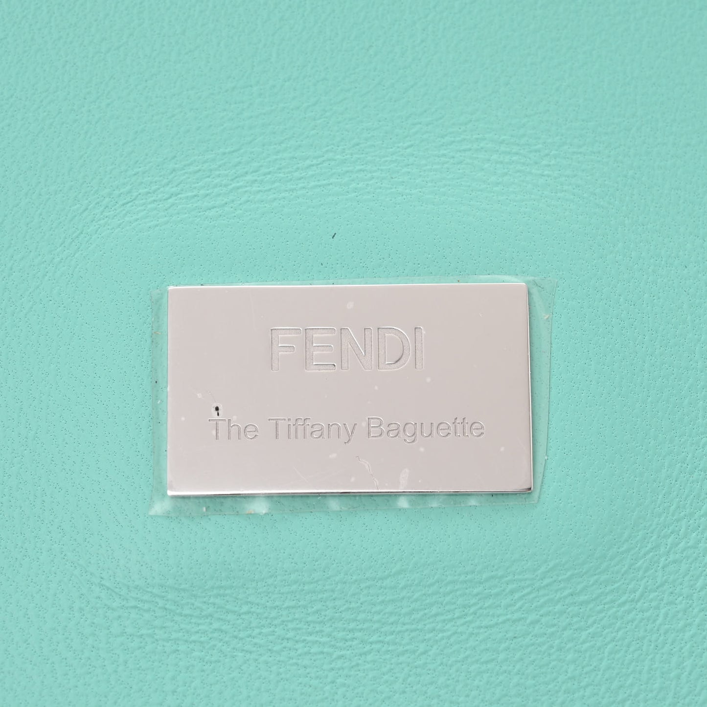 X TIFFANY Satin Nappa Silver Baguette Blue Tiffany Silver