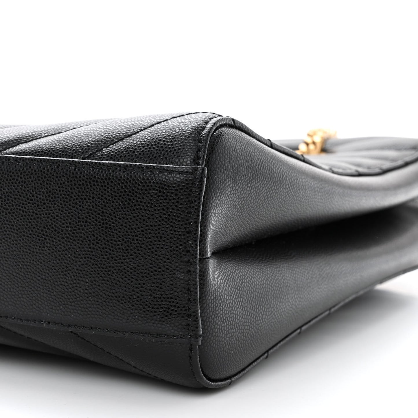 Grain de Poudre Matelasse Chevron Medium Tribeca Shopping Bag Black