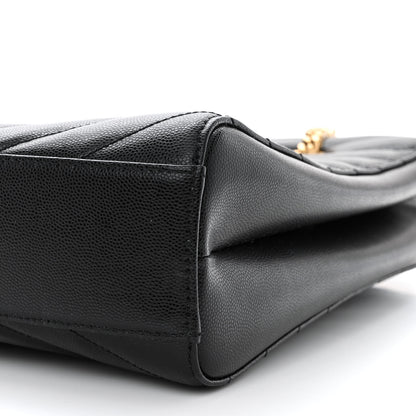 Saint Laurent Grain de Poudre Matelasse Chevron Medium Tribeca Shopping Bag Black 11 of 11