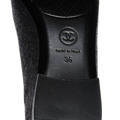 Chanel Tweed Flannel Cap Toe Ballerina Flats Grey Black 36 6 of 9