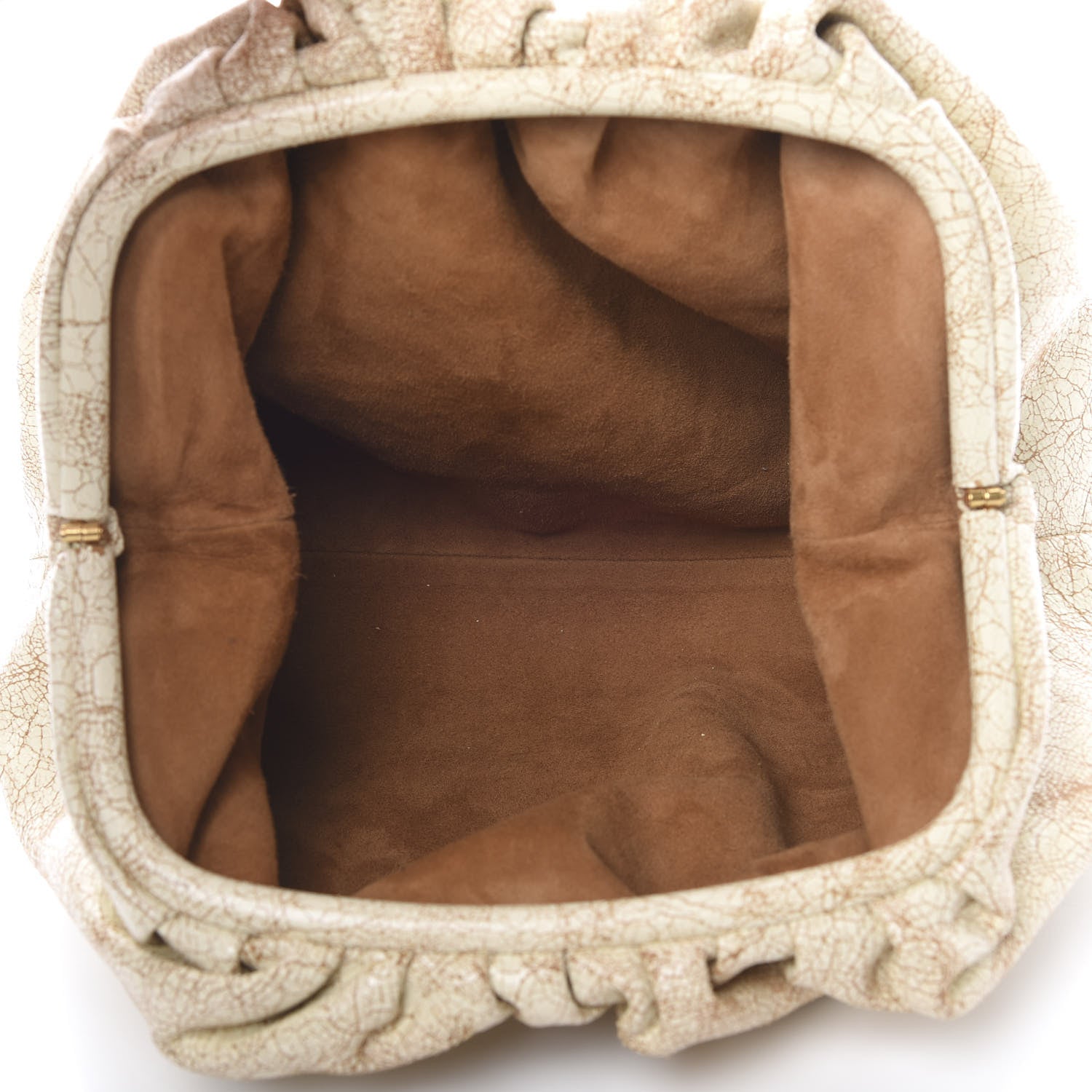 Bottega Veneta Crackled Calfskin The Pouch Oversized Clutch Zabaione 5 of 11