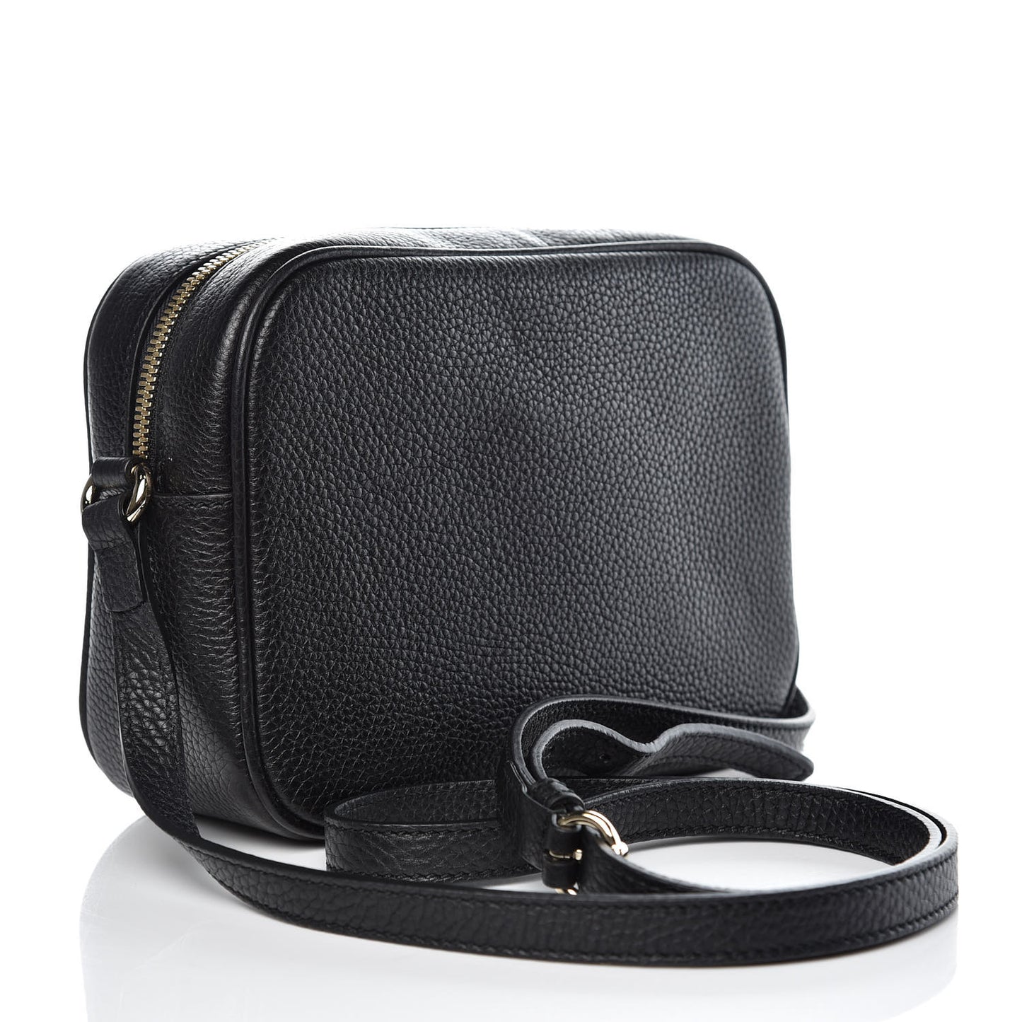 Pebbled Calfskin Small Soho Disco Bag Black