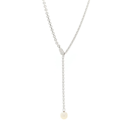 Cartier 18K White Gold Diamond Pearl 8.5mm Lariat Pendant Necklace 1 of 5