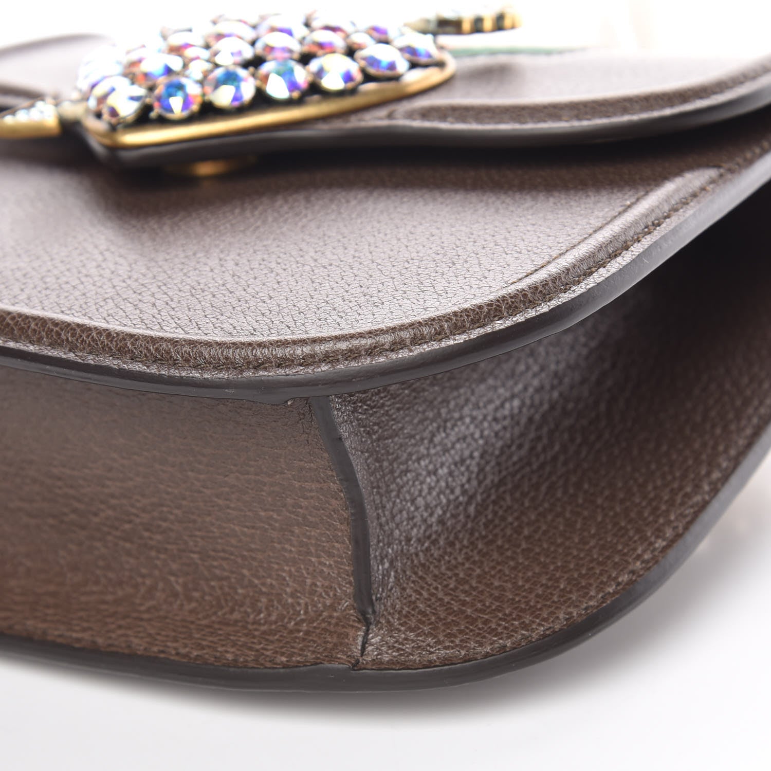 Gucci Textured Calfskin Web Crystal Heart Stripe Small Totem Shoulder Bag New Acero 8 of 10