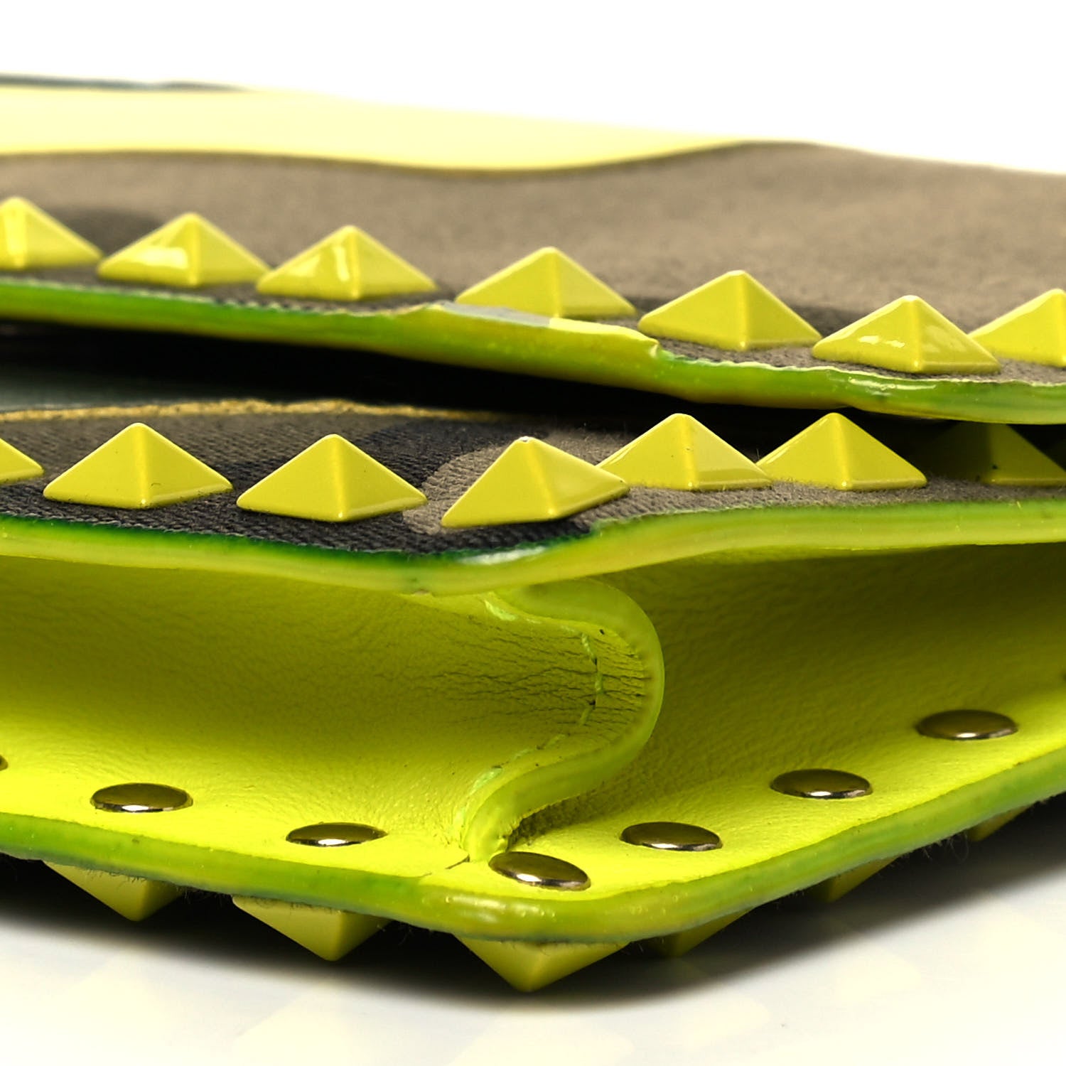 Valentino Garavani Nappa Canvas Camouflage Rockstud Chain Flap Crossbody Bag Fluo Yellow Multicolor 9 of 9
